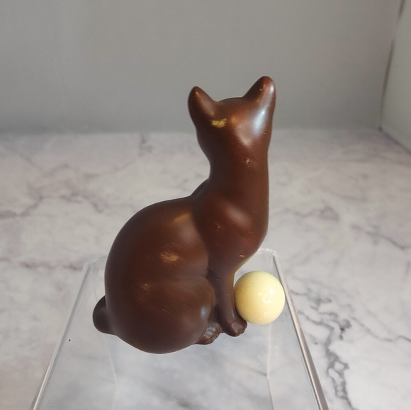 Franklin Mint Curio Cabinet Cat - Third Collection Art Deco brown metal w ball - Picture 4 of 7